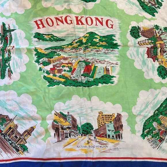 Vintage Hong Kong, souvenir, tourist, scarf - Picture 3 of 7